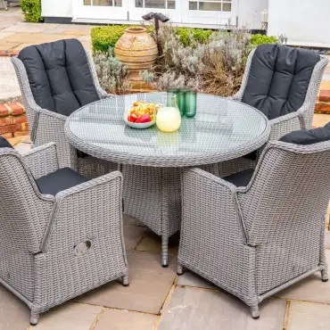 Talia 4 Seat Rattan Dining Set - Round Table