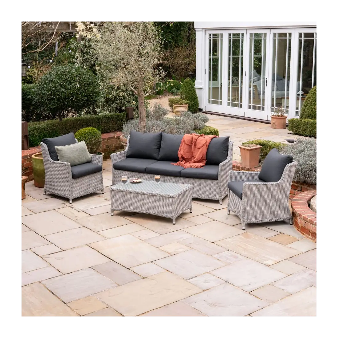 Talia Rattan 3 Seater Sofa Lounging Set