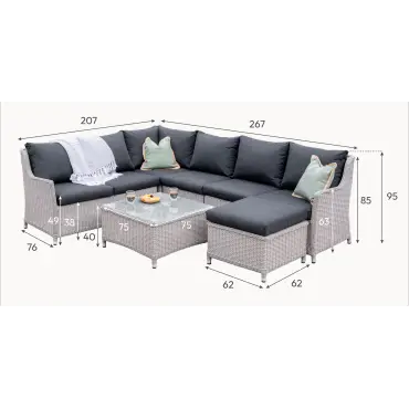 Talia Rattan Large Corner Sofa Lounging Set