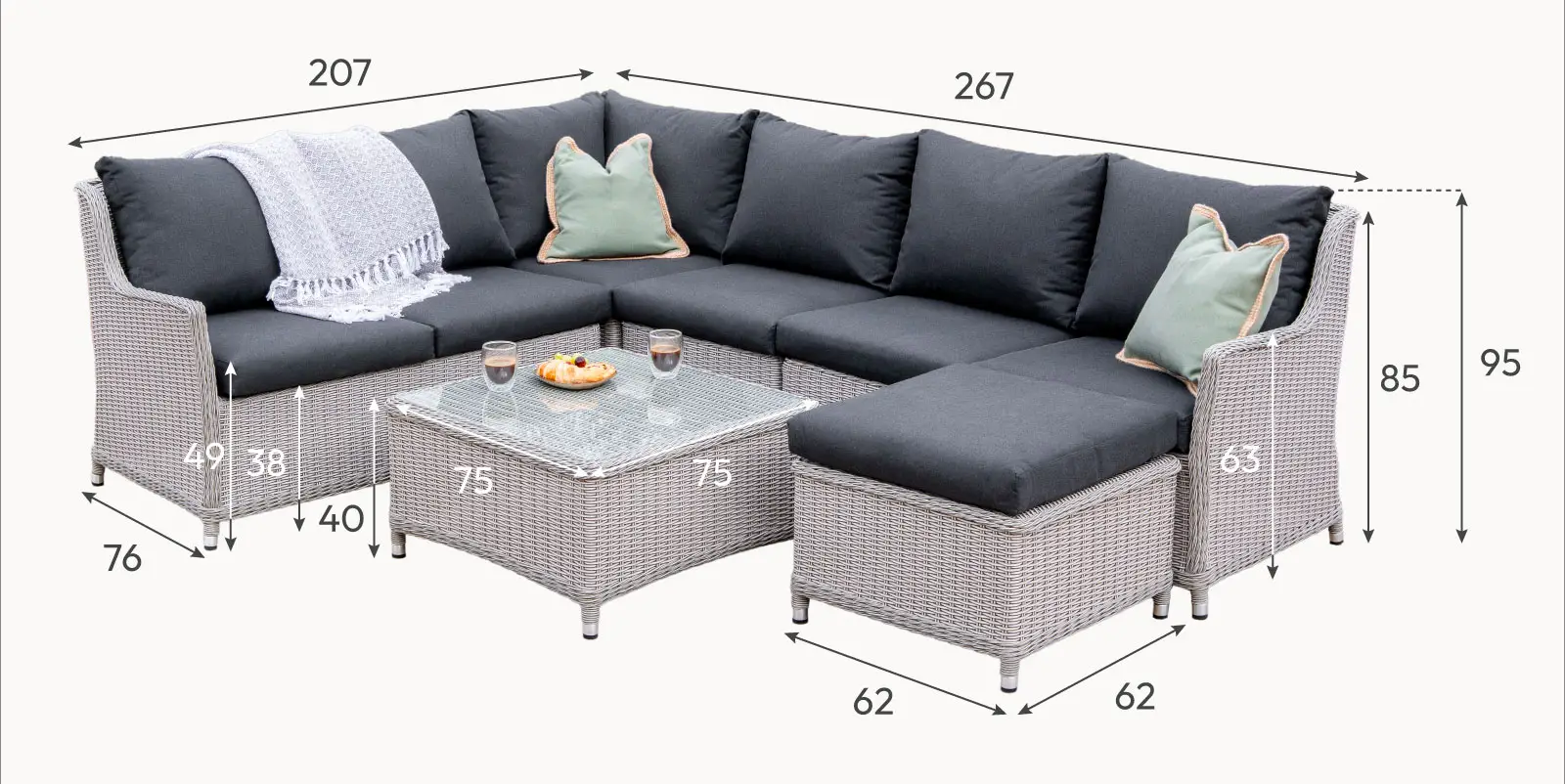 Talia Rattan Large Corner Sofa Lounging Set