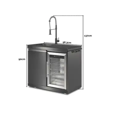 Oasis Premium Outdoor Kitchen Sink & Fridge Unit