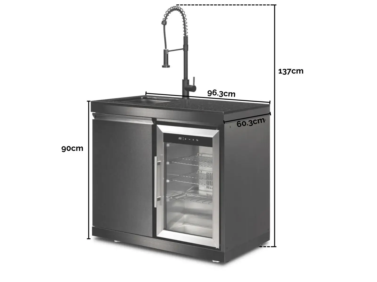 Premium Outdoor Kitchen Sink & Fridge Unit - Oasis Range