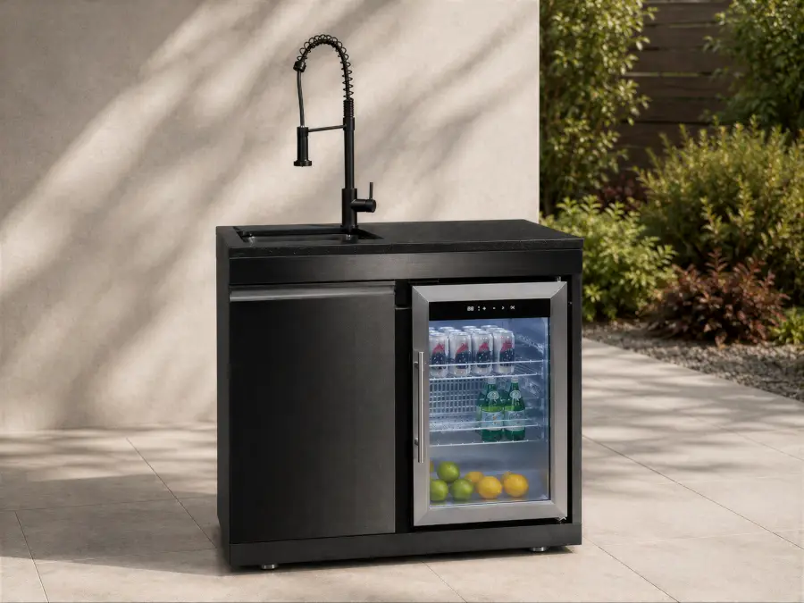 Premium Outdoor Kitchen Sink & Fridge Unit - Oasis Range