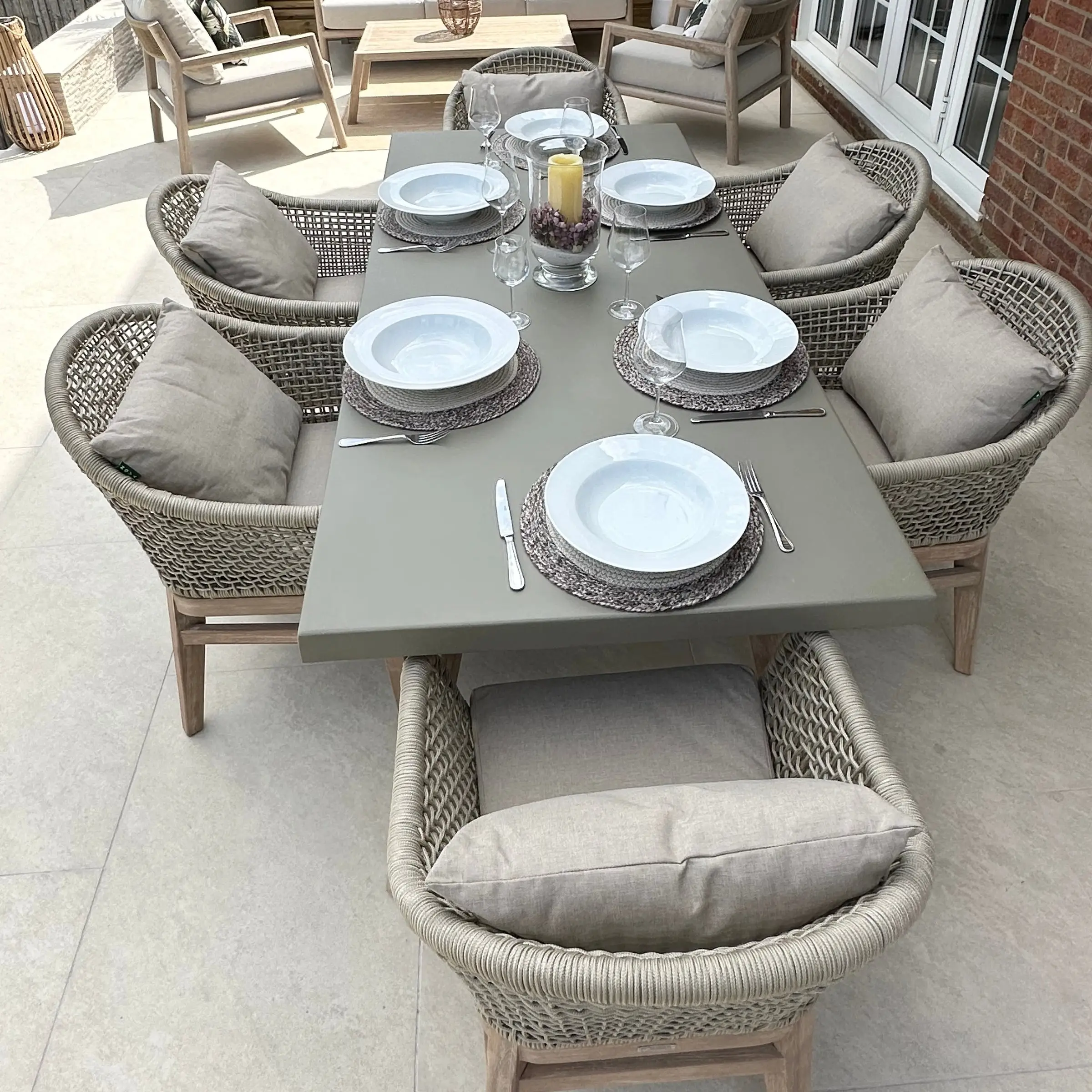 Nova - Summer 6 Seat Rectangular Dining Set - Beige