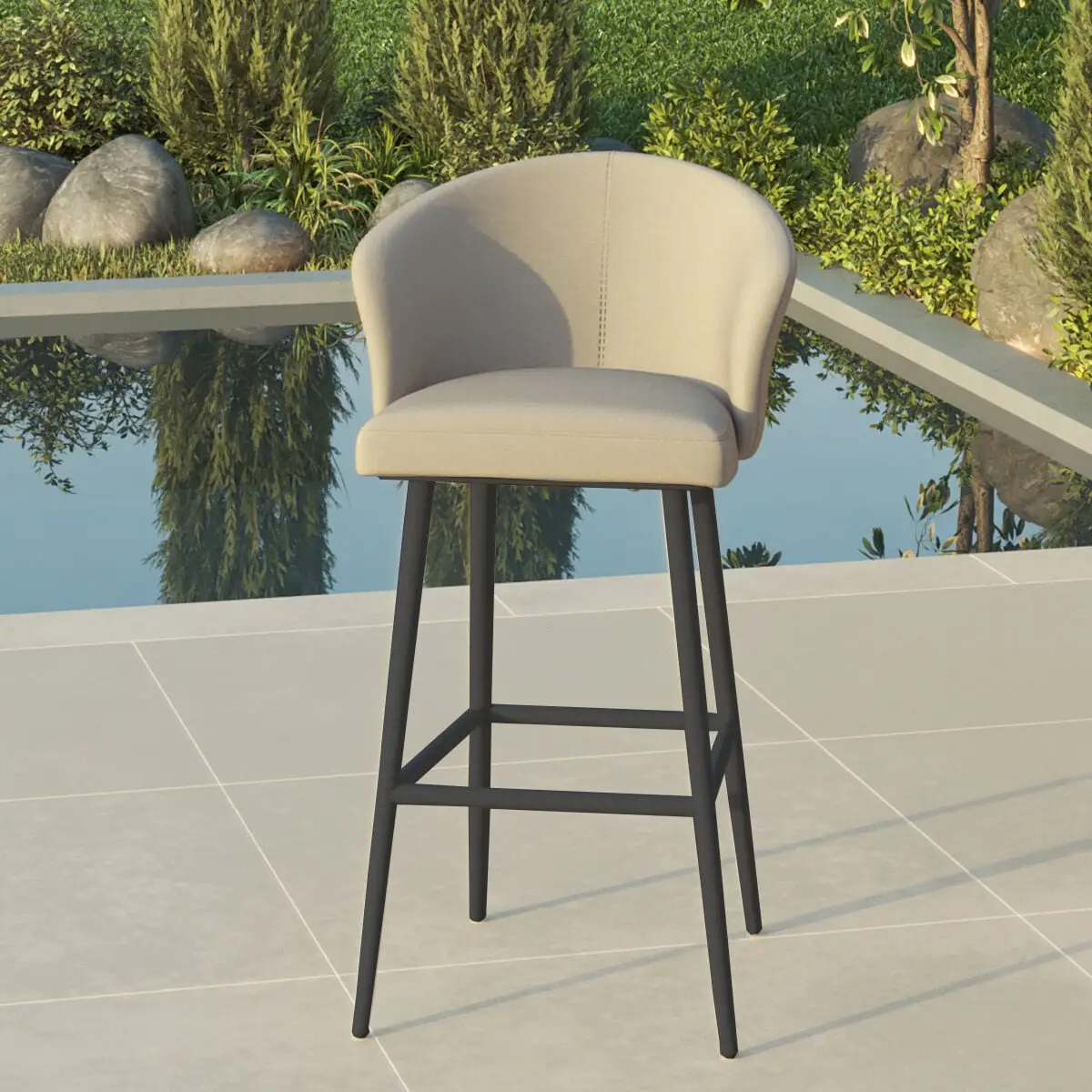 Zen Pair of Fabric High Bar Stools