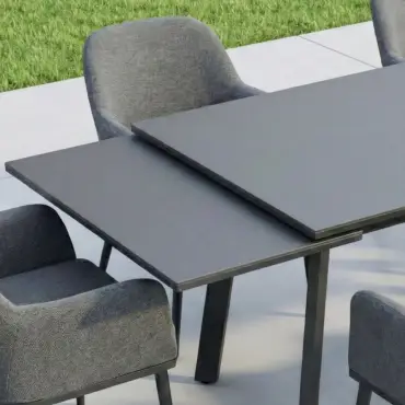 Ally 4-10 Seat Fabric Dining Set - Rectangular Extending Table in Graphite Grey
