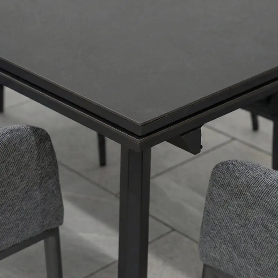 Ally 4-10 Seat Fabric Dining Set - Rectangular Extending Table in Graphite Grey