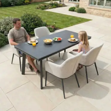 Ally 4-10 Seat Fabric Dining Set - Rectangular Extending Table in Oatmeal