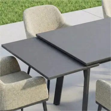 Ally 4-10 Seat Fabric Dining Set - Rectangular Extending Table in Oatmeal