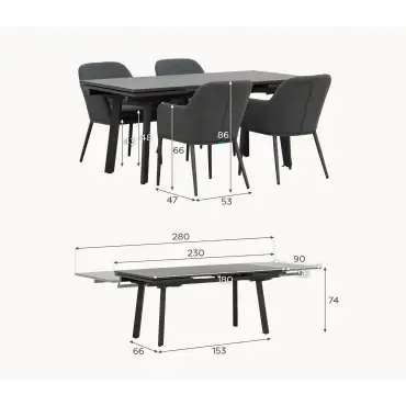 Ally 4-10 Seat Fabric Dining Set - Rectangular Extending Table in Oatmeal