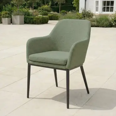 Ally 4-10 Seat Fabric Dining Set - Rectangular Extending Table in Green