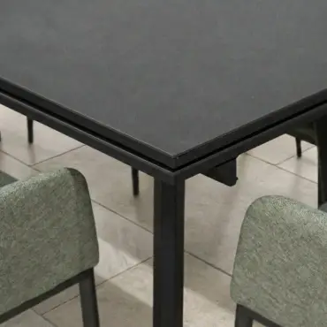 Ally 4-10 Seat Fabric Dining Set - Rectangular Extending Table in Green