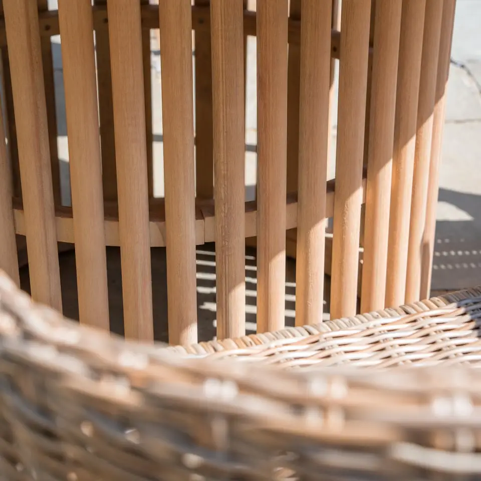 Hailey 6 Seat Rattan Wood Dining Set