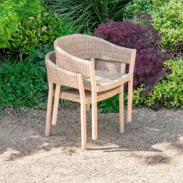 Hailey 4 Seat Rattan Wood Dining Set