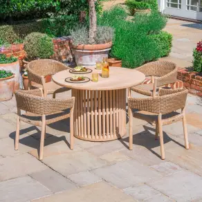 Hailey 4 Seat Rattan Wood Dining Set