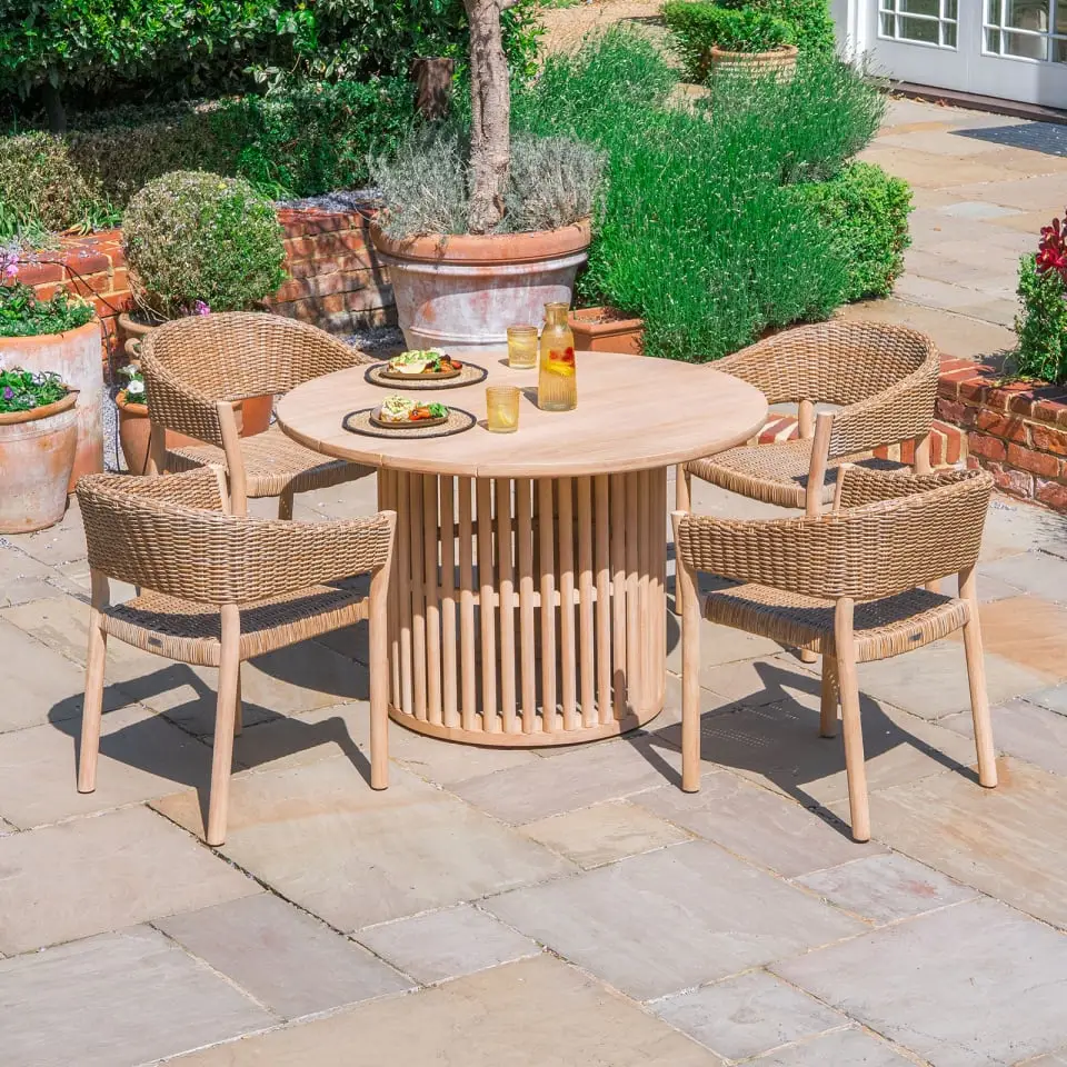 Hailey 4 Seat Rattan Wood Dining Set
