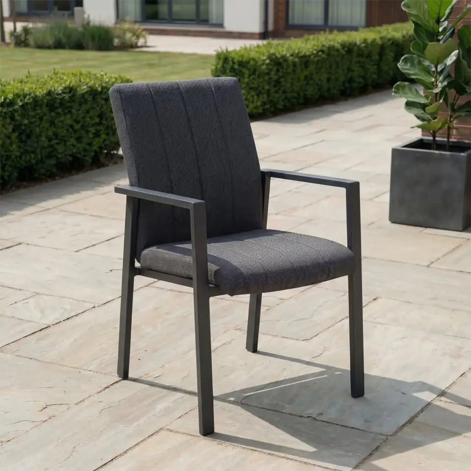 Ralph 6-12 Seat Fabric Dining Set - Extending Table in Charcoal Grey