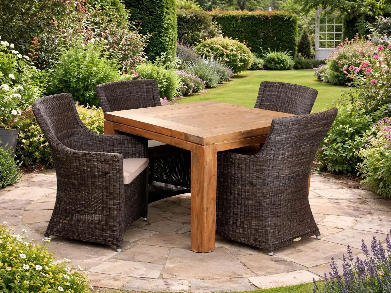 York 1m Square Teak Table