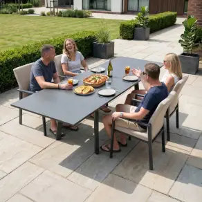 Ralph 4-10 Seat Fabric Dining Set - Rectangular Extending Table in Oatmeal