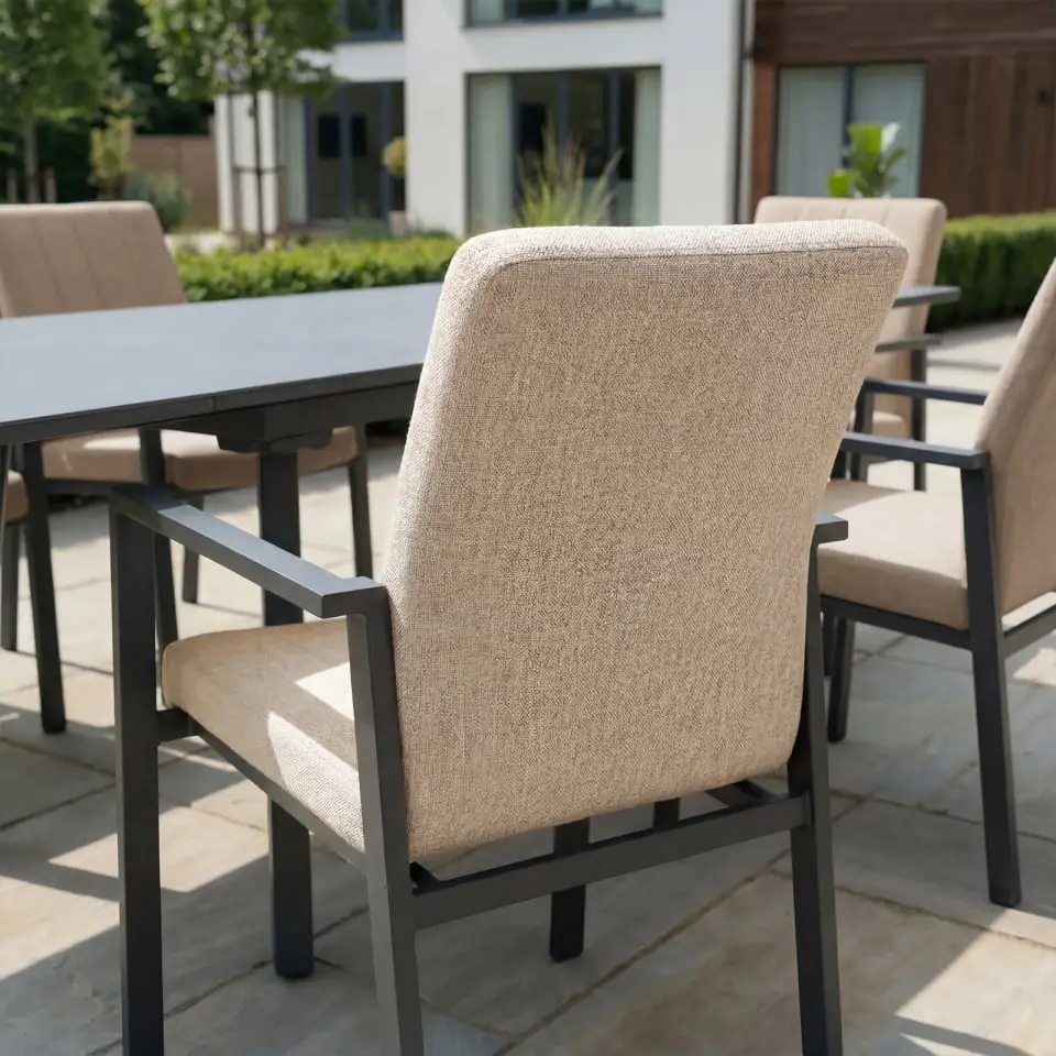 Ralph 4-10 Seat Fabric Dining Set - Rectangular Extending Table in Oatmeal