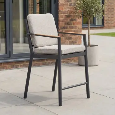 Monti 6 Seat Aluminium Wood High Dining Set - Rectangular Table
