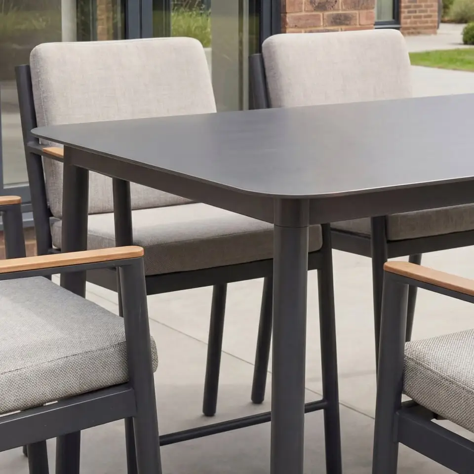Monti 6 Seat Aluminium Wood High Dining Set - Rectangular Table