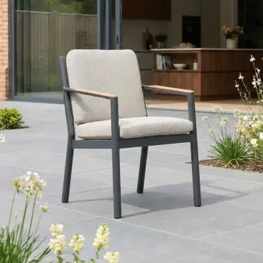 Monti 8 Seat Aluminium Wood Dining Set - Rectangular Table