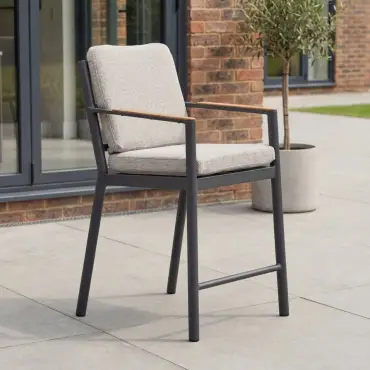 Monti 8 Seat Aluminium Wood High Dining Set - Rectangular Table