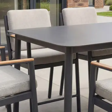 Monti 8 Seat Aluminium Wood High Dining Set - Rectangular Table
