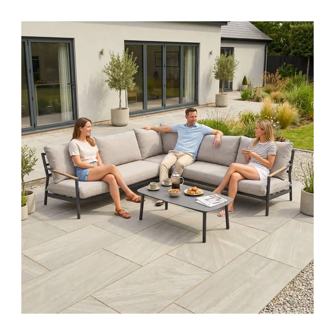 Monti Aluminium Wood Corner Sofa Lounging Set Monti Aluminium Wood Corner Sofa Lounging Set
