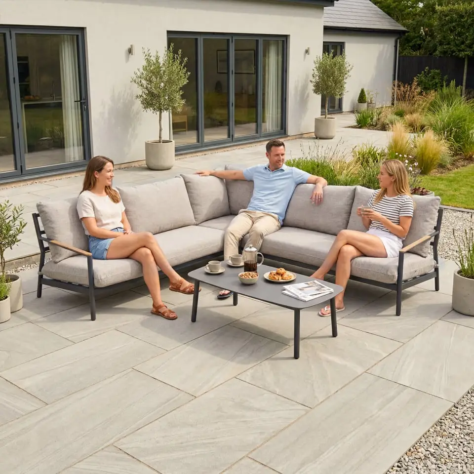 Monti Aluminium Wood Corner Sofa Lounging Set