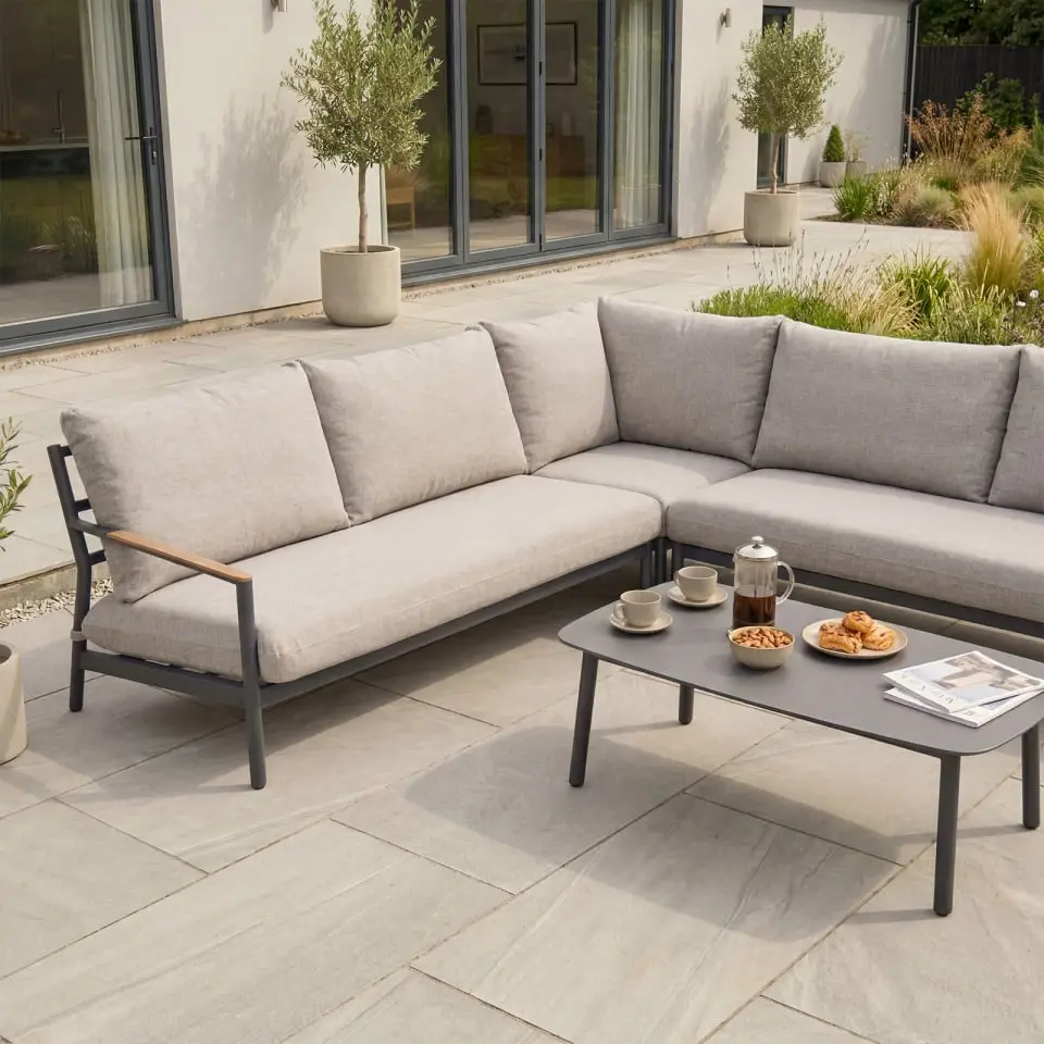 Monti Aluminium Wood Corner Sofa Lounging Set