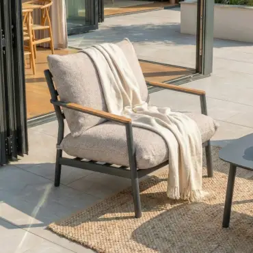 Monti Aluminium Wood 2 Seater Sofa Lounging Set