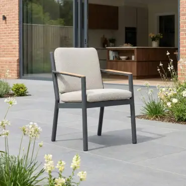 Monti 4 Seat Aluminium Wood Dining Set - Square Table