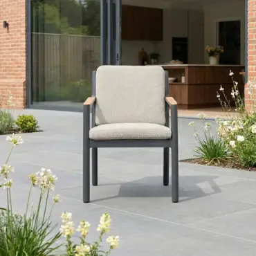 Monti 4 Seat Aluminium Wood Dining Set - Square Table