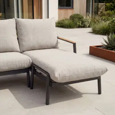Monti Aluminium Wood 3 Seater Chaise Sofa Lounging Set