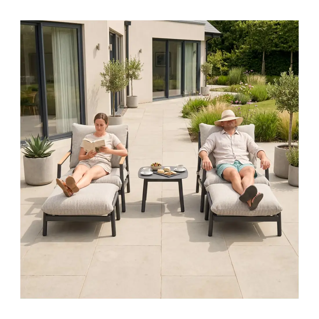 Monti Aluminium Wood 5 Piece Lounging Set Monti Aluminium Wood 5 Piece Lounging Set