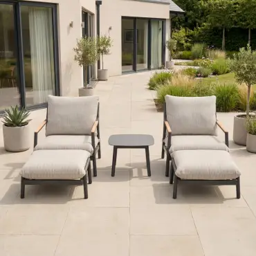 Monti Aluminium Wood 5 Piece Lounging Set