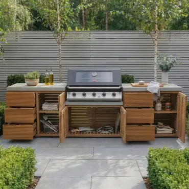 Bali Outdoor Kitchen Storage Units with Beefeater 1700 Series BBQ - Double Configuration