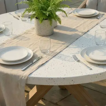Antigua 6 Seat Round Dining Set - Sicily Open Rope Weave Dining Chairs