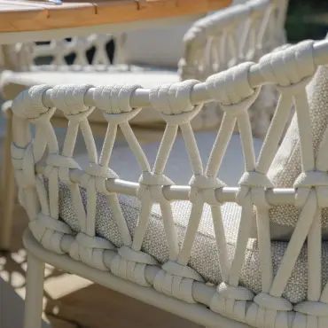 Antigua 6 Seat Round Dining Set - Sicily Open Rope Weave Dining Chairs