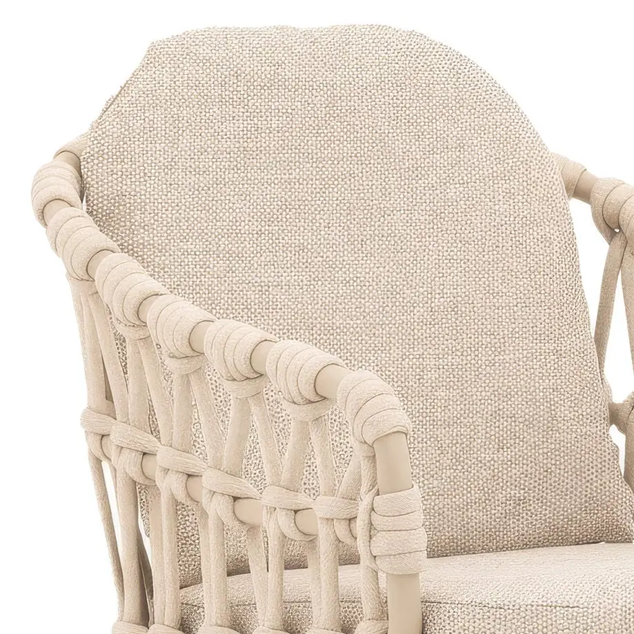 Antigua 6 Seat Round Dining Set - Sicily Open Rope Weave Dining Chairs