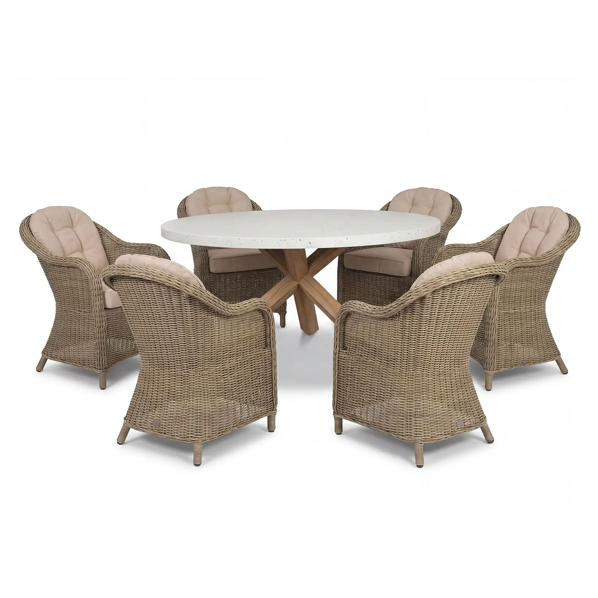 Antigua 6 Seat Round Dining Set - Winchester Heritage Rattan Dining Chairs