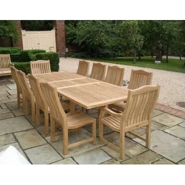 Malvern Luxury Teak 10 chair Dining Set - Certified