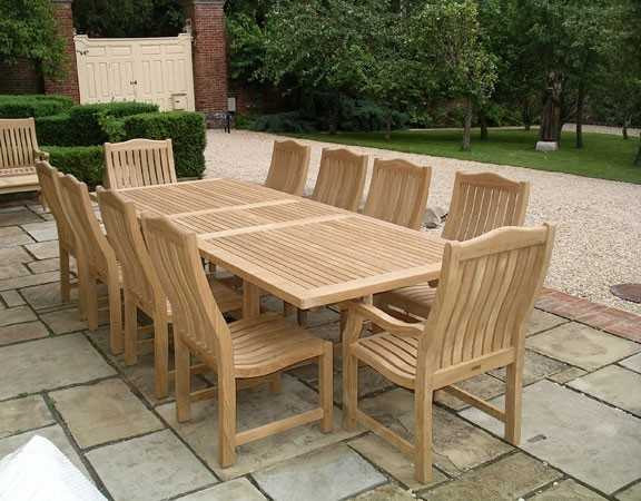 Malvern Luxury Teak 10 chair Dining Set - Certified