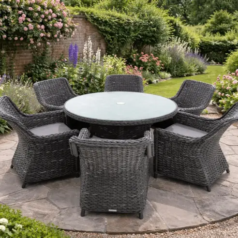 Midnight Montana Round 6 Chair Dining Set Midnight Montana Round 6 Chair Dining Set