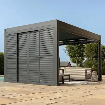 Eden Pergola Sliding Grey Louvre Panel Door - 3m