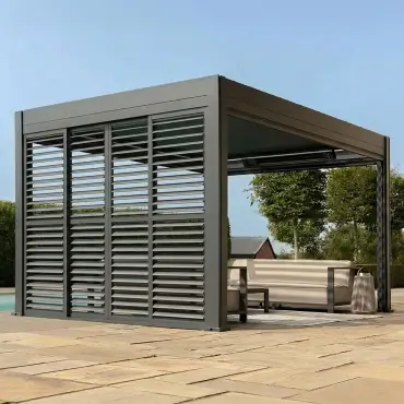 Eden Pergola Sliding Grey Louvre Panel Door - 3m
