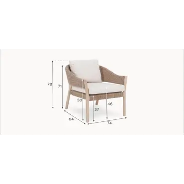 Hailey Rattan Wood Set Of 2 Lounging Armchairs