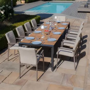Jakarta Teak Extending 6-10 Seat Dining Table - 10 Ibiza Dining Chairs